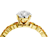 Yellow gold Pear Cut Diamond Ring with Marquise and Round with Citrine side stone Side Stones and Four-Prong Setting_16