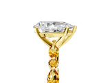 Yellow gold Pear Cut Diamond Ring with Marquise and Round with Citrine side stone Side Stones and Four-Prong Setting_17