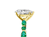 Yellow gold Pear Cut Diamond Ring with Marquise and Round with Emerald side stone Side Stones and Four-Prong Setting_53