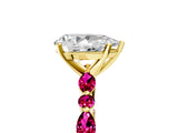 Yellow gold Pear Cut Diamond Ring with Marquise and Round with Garnet side stone Side Stones and Four-Prong Setting_29