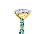 Yellow gold Pear Cut Diamond Ring with Marquise and Round with Green Sapphire side stone Side Stones and Four-Prong Setting_17