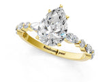 Yellow gold Pear Cut Diamond Ring with Marquise and Round with Moissanite side stone Side Stones and Four-Prong Setting_49