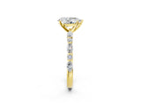 Yellow gold Pear Cut Diamond Ring with Marquise and Round with Moissanite side stone Side Stones and Four-Prong Setting_50