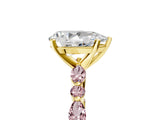 Yellow gold Pear Cut Diamond Ring with Marquise and Round with Morganite side stone Side Stones and Four-Prong Setting_29