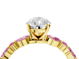 Yellow gold Pear Cut Diamond Ring with Marquise and Round with Pink Sapphire side stone Side Stones and Four-Prong Setting_16
