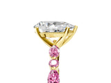 Yellow gold Pear Cut Diamond Ring with Marquise and Round with Pink Sapphire side stone Side Stones and Four-Prong Setting_17