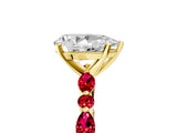 Yellow gold Pear Cut Diamond Ring with Marquise and Round with Ruby side stone Side Stones and Four-Prong Setting_53