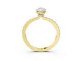 Yellow gold Pear Cut Diamond Ring with Pavé Band and Four-Prong Setting_118