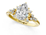 Yellow gold Pear Cut Diamond Ring with Side Stones and Four-Prong Setting_108