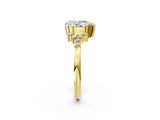 Yellow gold Pear Cut Diamond Ring with Side Stones and Four-Prong Setting_109