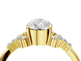Yellow gold Pear Cut Diamond Ring with Side Stones and Four-Prong Setting_111