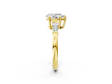 Yellow gold Pear Cut Diamond Ring with Tapered Baguette Side Stones in Four-Prong Setting_17