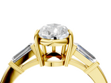 Yellow gold Pear Cut Diamond Ring with Tapered Baguette Side Stones in Four-Prong Setting_19