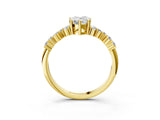 Yellow gold Pear Cut Diamond Scattered Round Accent Ring with Prong Setting_15