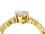 Yellow gold Pear Cut Diamond Scattered Round Accent Ring with Prong Setting_16
