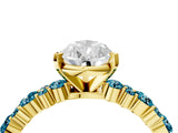 Yellow gold Pear Cut Diamond Side Stone Solitaire Ring with Round with Blue Topaz side stone and Four-Prong Setting_4