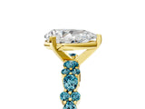 Yellow gold Pear Cut Diamond Side Stone Solitaire Ring with Round with Blue Topaz side stone and Four-Prong Setting_5