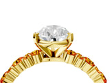 Yellow gold Pear Cut Diamond Side Stone Solitaire Ring with Round with Citrine side stone and Four-Prong Setting_4