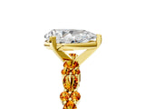 Yellow gold Pear Cut Diamond Side Stone Solitaire Ring with Round with Citrine side stone and Four-Prong Setting_5