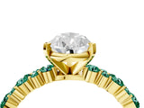 Yellow gold Pear Cut Diamond Side Stone Solitaire Ring with Round with Green Sapphire side stone and Four-Prong Setting_4