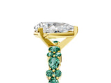 Yellow gold Pear Cut Diamond Side Stone Solitaire Ring with Round with Green Sapphire side stone and Four-Prong Setting_5
