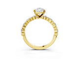 Yellow gold Pear Cut Diamond Side Stone Solitaire Ring with Round with Moissanite side stone and Four-Prong Setting_3