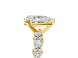 Yellow gold Pear Cut Diamond Side Stone Solitaire Ring with Round with Moissanite side stone and Four-Prong Setting_5