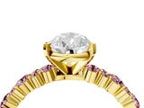 Yellow gold Pear Cut Diamond Side Stone Solitaire Ring with Round with Morganite side stone and Four-Prong Setting_4