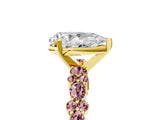 Yellow gold Pear Cut Diamond Side Stone Solitaire Ring with Round with Morganite side stone and Four-Prong Setting_5