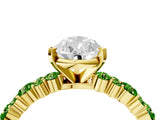 Yellow gold Pear Cut Diamond Side Stone Solitaire Ring with Round with Peridot side stone and Four-Prong Setting_4