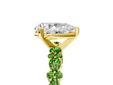 Yellow gold Pear Cut Diamond Side Stone Solitaire Ring with Round with Peridot side stone and Four-Prong Setting_5