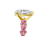 Yellow gold Pear Cut Diamond Side Stone Solitaire Ring with Round with Pink Sapphire side stone and Four-Prong Setting_5