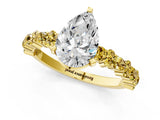Yellow gold Pear Cut Diamond Side Stone Solitaire Ring with Round with Yellow Sapphire side stone and Four-Prong Setting_1