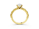 Yellow gold Pear Cut Diamond Side Stone Solitaire Ring with Round with Yellow Sapphire side stone and Four-Prong Setting_3