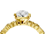Yellow gold Pear Cut Diamond Side Stone Solitaire Ring with Round with Yellow Sapphire side stone and Four-Prong Setting_4