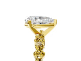 Yellow gold Pear Cut Diamond Side Stone Solitaire Ring with Round with Yellow Sapphire side stone and Four-Prong Setting_5