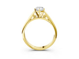 Yellow gold Pear Cut Diamond Solitaire Engagement Ring with Cathedral Setting and Four-Prong Mount_17