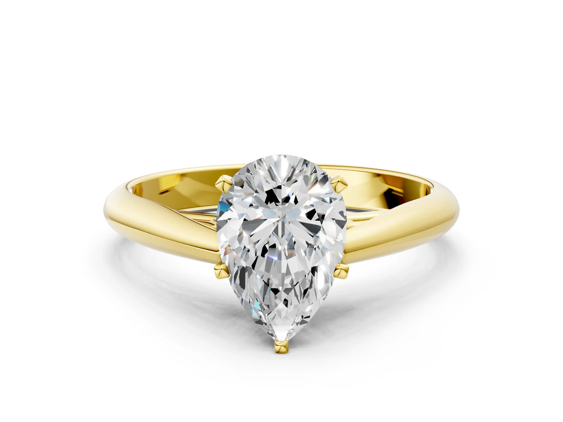 Yellow gold Pear Cut Diamond Solitaire Engagement Ring with Cathedral Setting and Four-Prong Mount_80