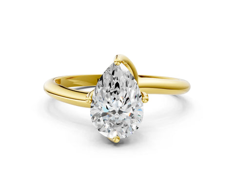 14K Yellow Gold 1.01 Carat G VS1 Pear Diamond Solitaire Engagement Ring with Four-Prong Setting and Classic Band
