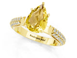 Yellow gold Pear Cut Diamond Solitaire Engagement Ring with Pavé Band and Four-Prong Setting_1