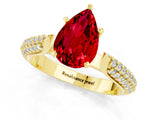 Yellow gold Pear Cut Diamond Solitaire Engagement Ring with Pavé Band and Four-Prong Setting_1