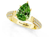 Yellow gold Pear Cut Diamond Solitaire Engagement Ring with Pavé Band and Four-Prong Setting_1