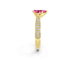 Yellow gold Pear Cut Diamond Solitaire Engagement Ring with Pavé Band and Four-Prong Setting_2