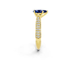 Yellow gold Pear Cut Diamond Solitaire Engagement Ring with Pavé Band and Four-Prong Setting_2