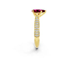Yellow gold Pear Cut Diamond Solitaire Engagement Ring with Pavé Band and Four-Prong Setting_2