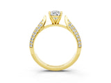 Yellow gold Pear Cut Diamond Solitaire Engagement Ring with Pavé Band and Four-Prong Setting_3