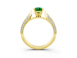 Yellow gold Pear Cut Diamond Solitaire Engagement Ring with Pavé Band and Four-Prong Setting_3