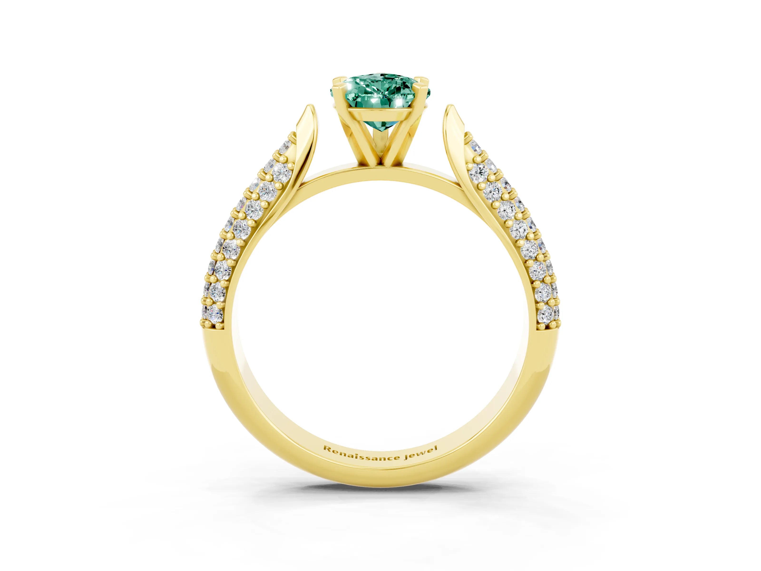 Yellow gold Pear Cut Diamond Solitaire Engagement Ring with Pavé Band and Four-Prong Setting_3