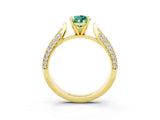 Yellow gold Pear Cut Diamond Solitaire Engagement Ring with Pavé Band and Four-Prong Setting_3