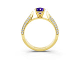 Yellow gold Pear Cut Diamond Solitaire Engagement Ring with Pavé Band and Four-Prong Setting_3